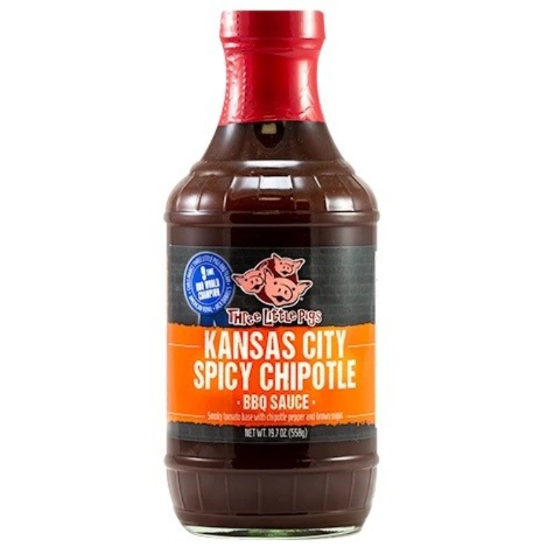 BBQ grilovací omáčka Kansas City Spicy Chipotle 558g Three Little Pigs