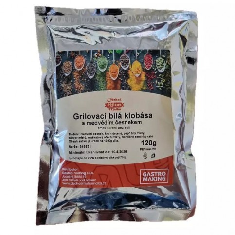 Grilovací bílá klobása s medvědím česnekem 120g BEZ SOLI