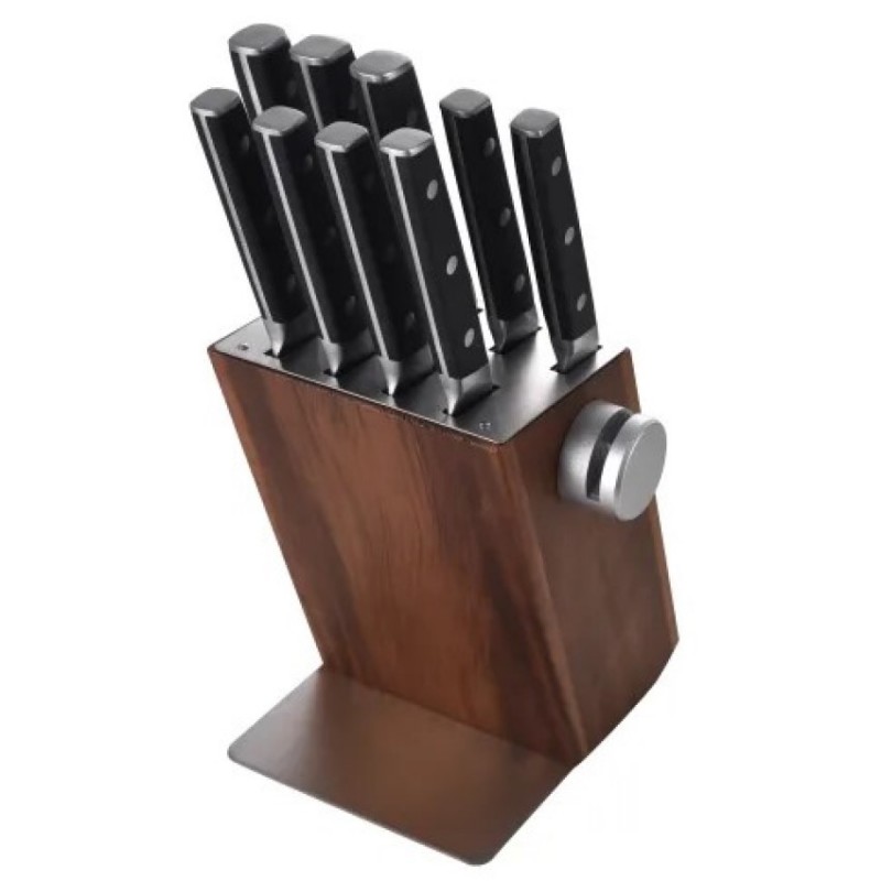 10-dílná sada kuchyňských nožů se stojanem iPureHome - tmavá
