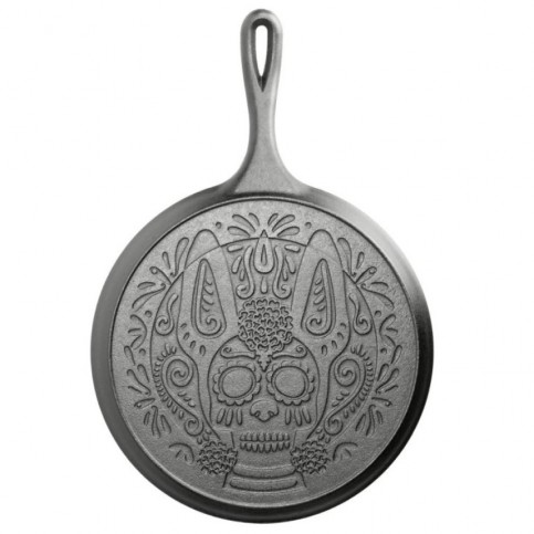Litinová pánev na palačinky Lodge Xolo Sugar Skull 26 cm
