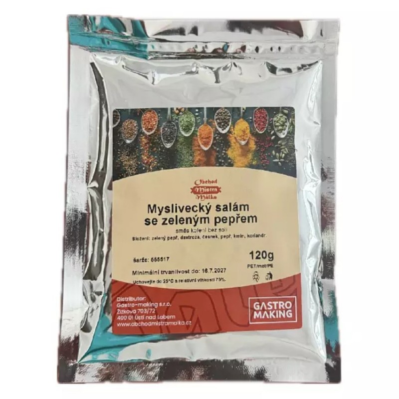 Myslivecký salám se zeleným pepřem kořenící směs 140g Mistr Málek
