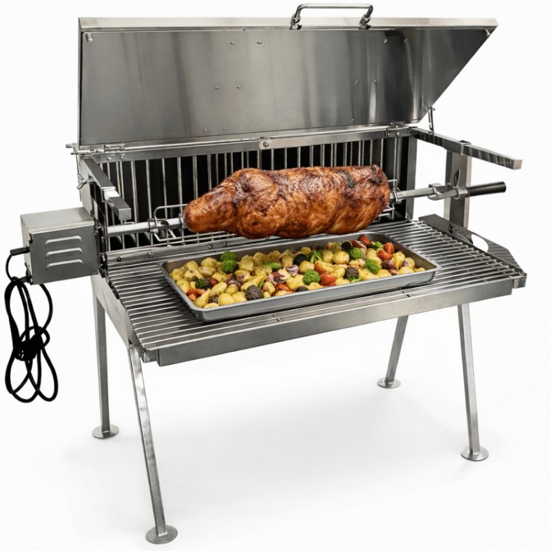 Nerezový gril na kuře a kýtu s otočným rožněm UG Grill