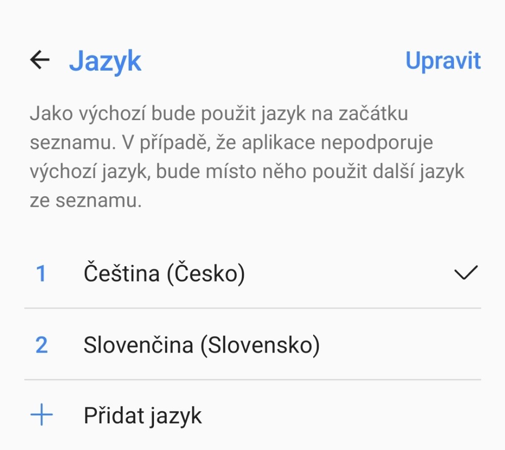 nastavení jazyka v aplikaci Meater