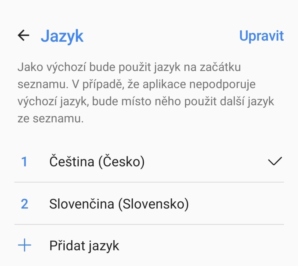 nastavení jazyka v aplikaci Meater