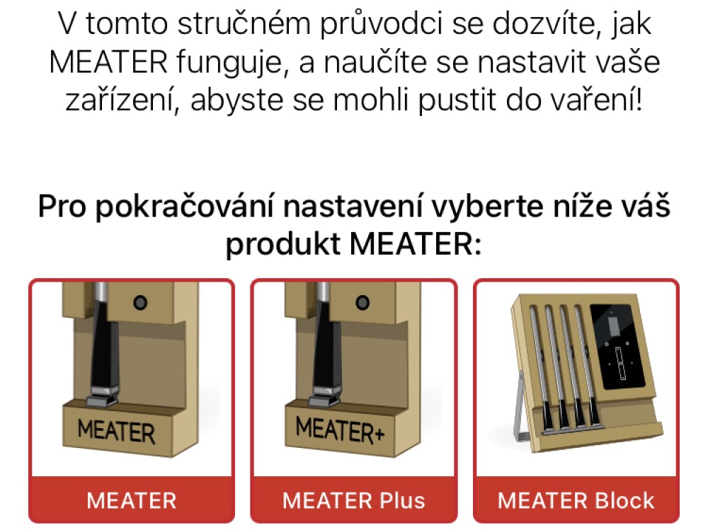 nastavení aplikace sondy Meater