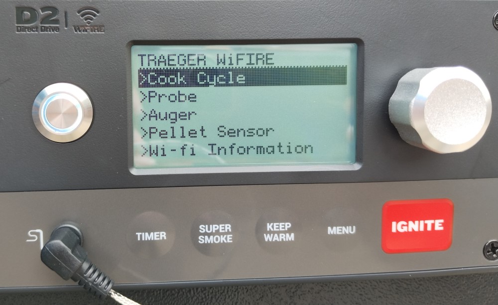 displej peletového grilu traeger