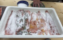 Uzený losos s kuskusovým salátem a rukolové pesto